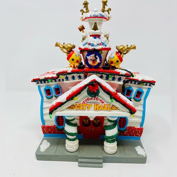 Disney Other - Vintage Disney Holiday Toontown City Hall Christmas Village Porcelain House